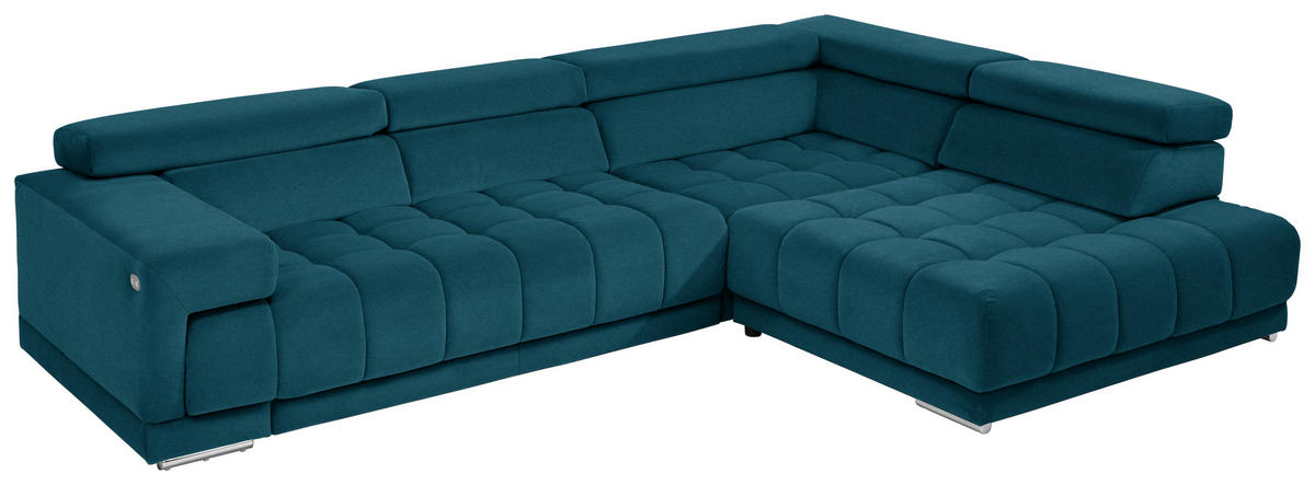ECKSOFA in Mikrofaser Petrol  - Chromfarben/Petrol, Design, Textil/Metall (326/222cm) - Beldomo Speed
