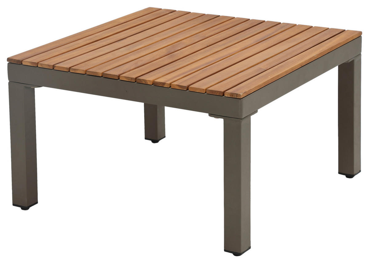 LOUNGEGARNITUR   57/35/57 cm Akazie vollmassiv Aluminium  - Beige/Beigebraun, MODERN, Holz/Textil (57/35/57cm) - Ambia Garden