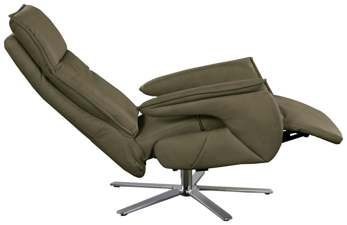 RELAXSESSEL Echtleder    - Olivgrün, MODERN, Leder (77/116/80cm) - Livetastic