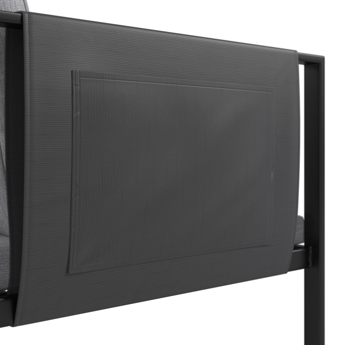 LOUNGEGARNITUR 5-teilig  186,5/186,5 cm  Eisen  - Schwarz/Grau, MODERN, Textil/Metall (186,5/186,5cm) - Beldano