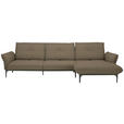 ECKSOFA in Echtleder Hellbraun  - Hellbraun/Schwarz, Design, Leder/Metall (319/182cm) - Valnatura