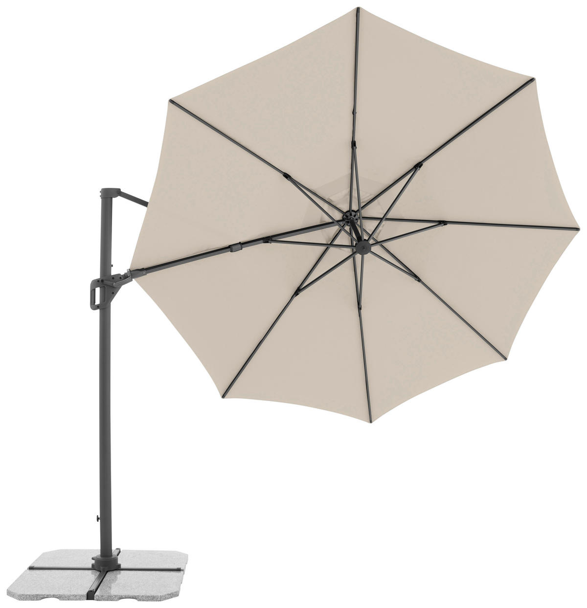AMPELSCHIRM  350/350 cm  - Anthrazit/Beige, Design, Textil/Metall (350/350cm) - Amatio