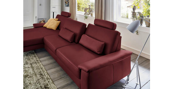 ECKSOFA  in Echtleder Rot  176/334 cm  - Rot/Schwarz, Design, Leder/Metall (176/334cm) - Dieter Knoll