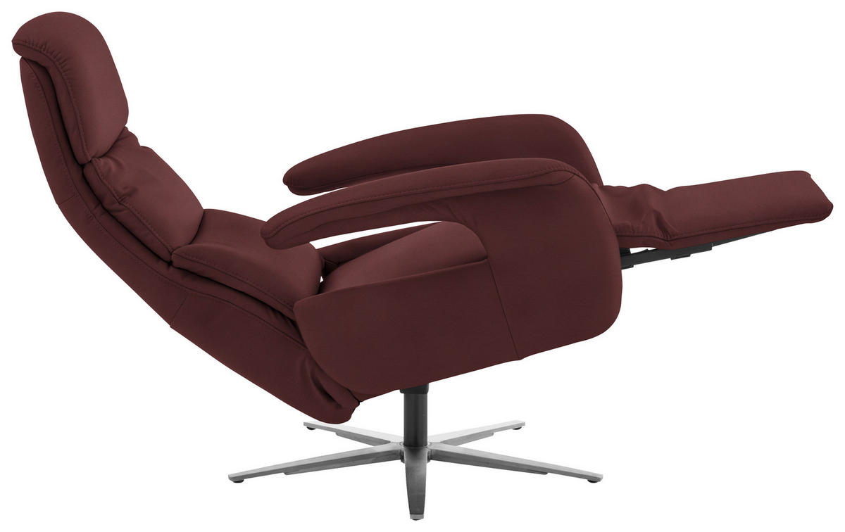 RELAXSESSEL Leder Beere  - Edelstahlfarben/Beere, Design, Leder/Metall (76/119/86cm) - Dieter Knoll