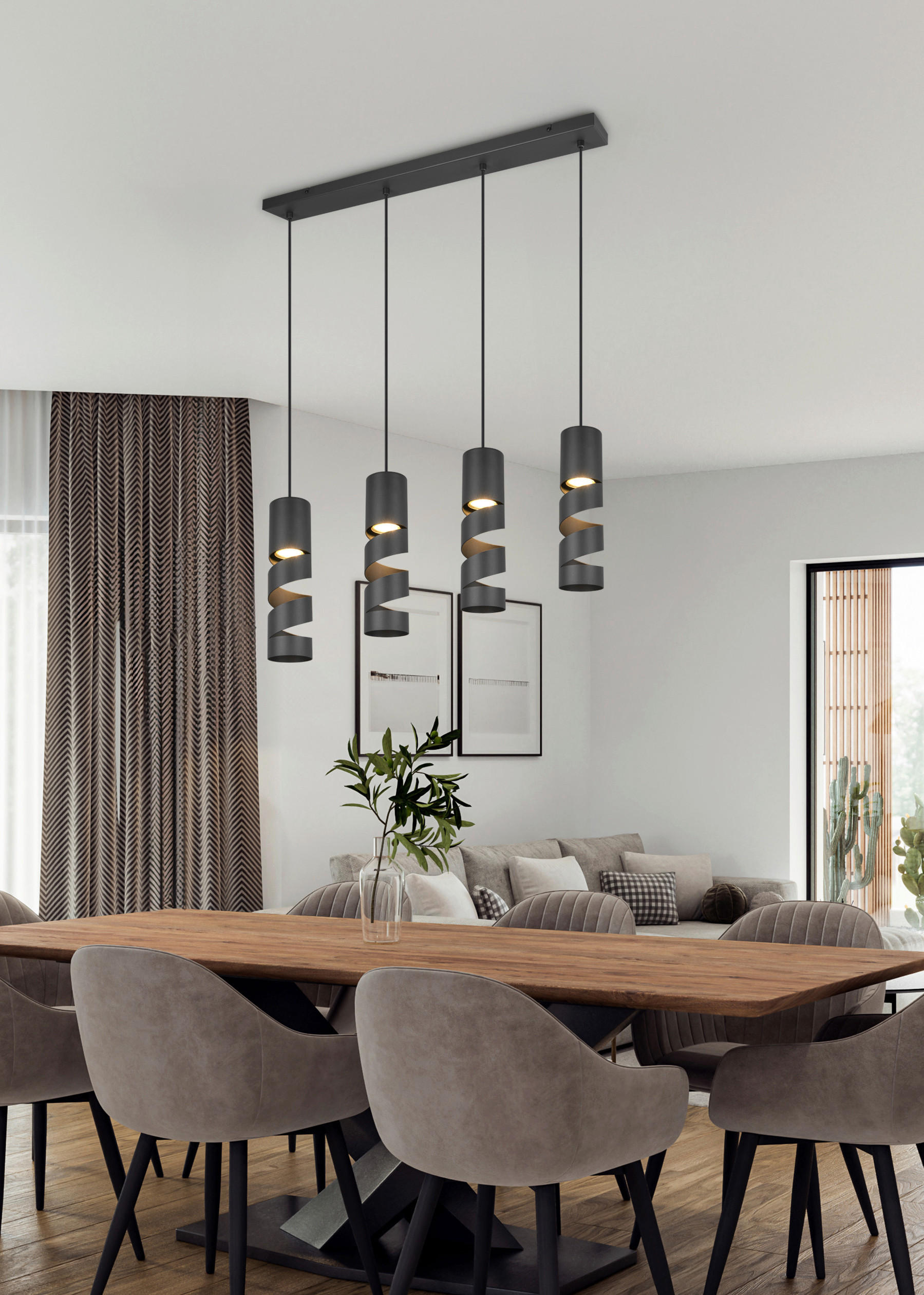PENDELLEUCHTE 80/9/150 cm - Schwarz, Konventionell, Metall (80/9/150cm) - Trio Leuchten
