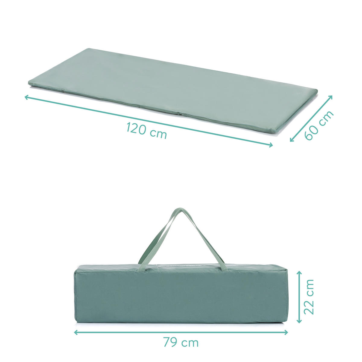 REISEBETT Türkis  - Türkis, Basics, Textil/Metall (120/60/76cm) - Fillikid