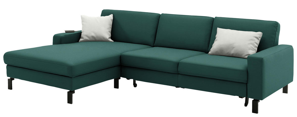 ECKSOFA Cord Waldgrün  - Waldgrün/Schwarz, Design, Textil/Metall (185/298cm) - Pure Home Lifestyle