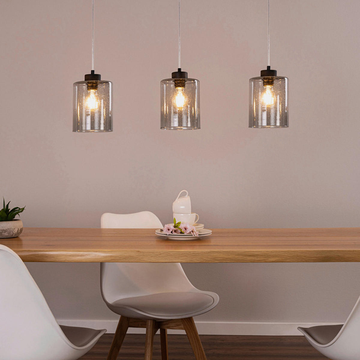 HÄNGELEUCHTE ZEFIR 15/76/130 cm  - Schwarz, Design, Glas (15/76/130cm)