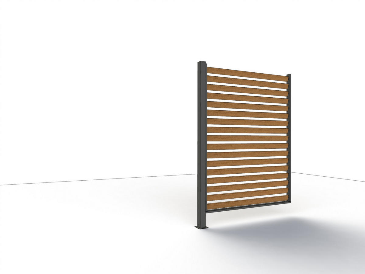 PAVILLON-SICHTSCHUTZ Holzoptik - Anthrazit/Braun, Basics, Metall (160/210/0,5cm) - Siena Garden