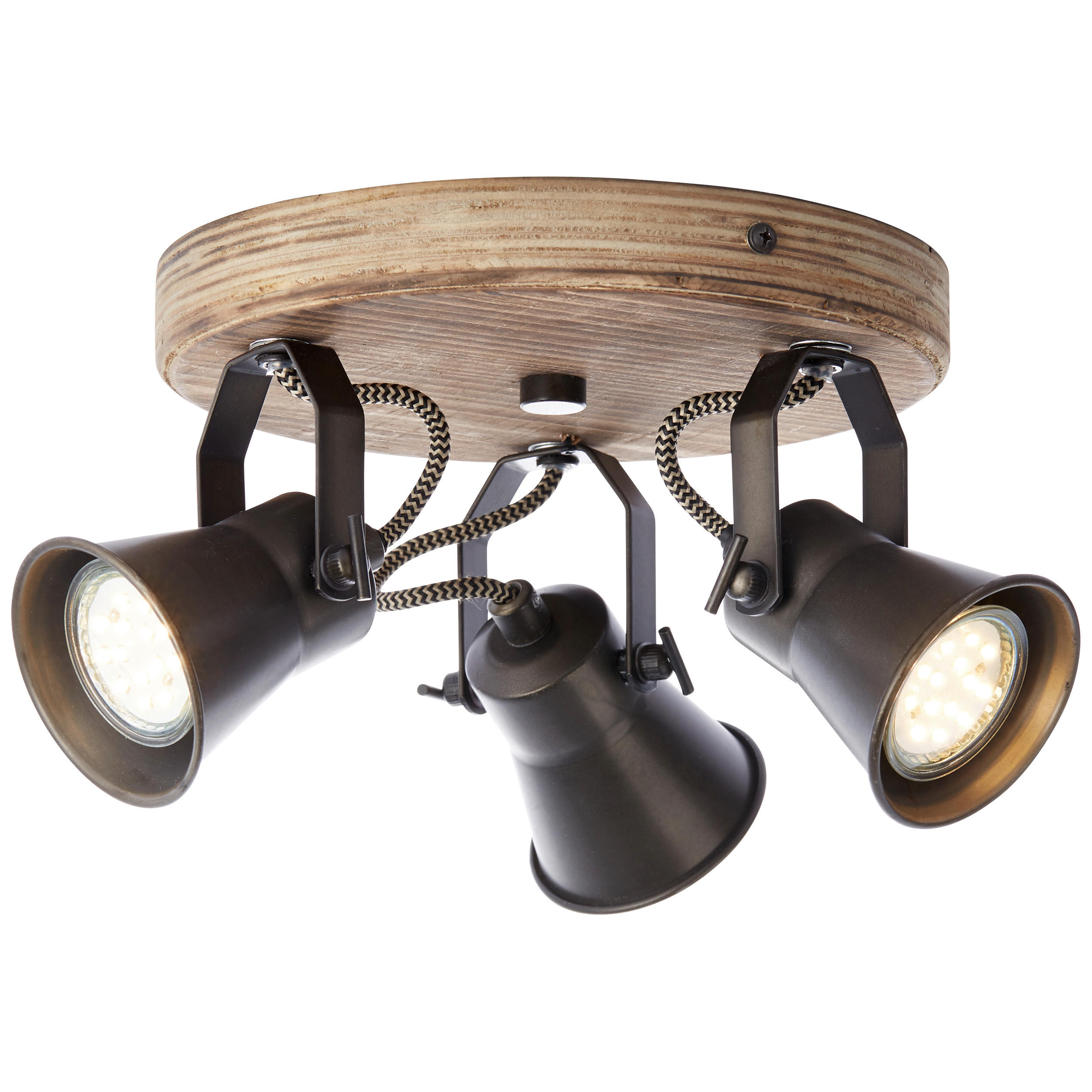 DECKENLEUCHTE    28/28/13 cm  - Hellbraun/Schwarz, Natur, Holz/Metall (28/28/13cm) - Brilliant