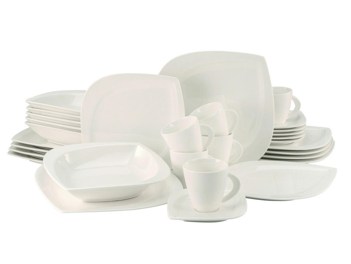 KOMBINOVANÁ SOUPRAVA, 30dílné, porcelán - bílá, keramika (37.5/32.5/40cm) - Creatable