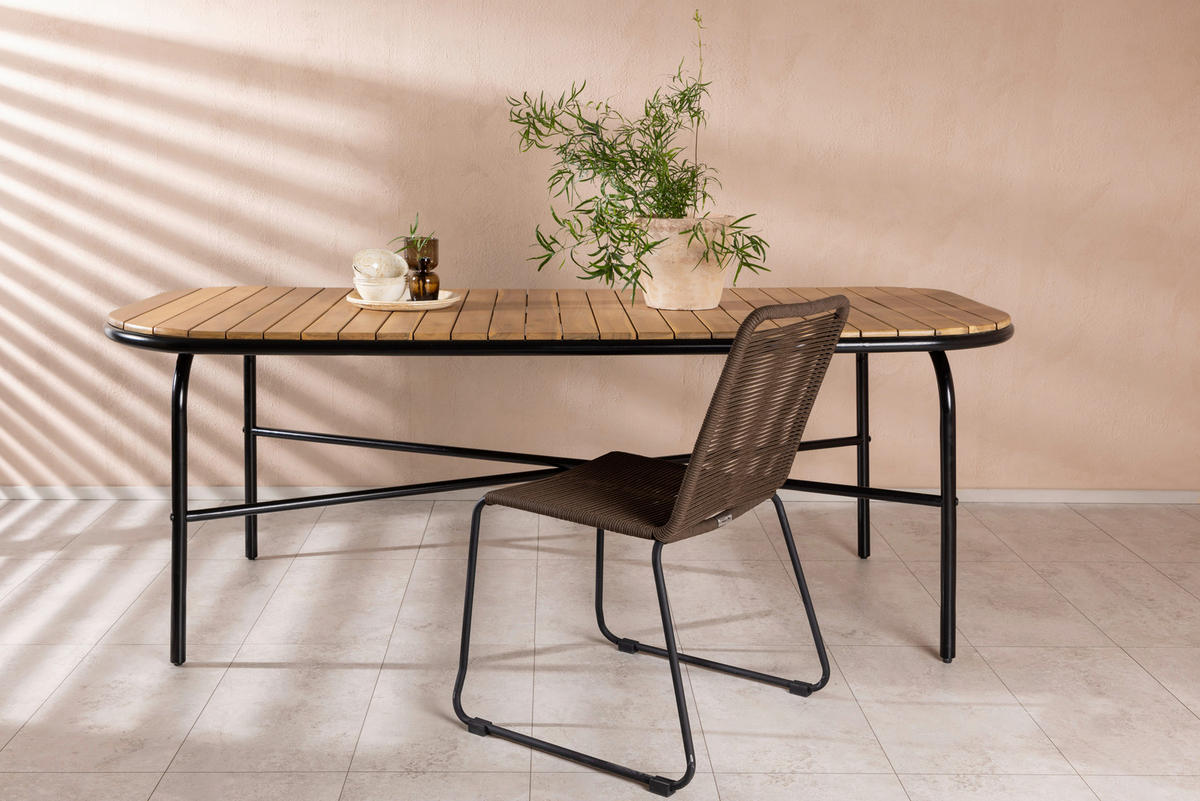UTEBORD metall, trä rektangulär  - svart, Klassisk, metall/trä (200/90/75cm) - Gardenson