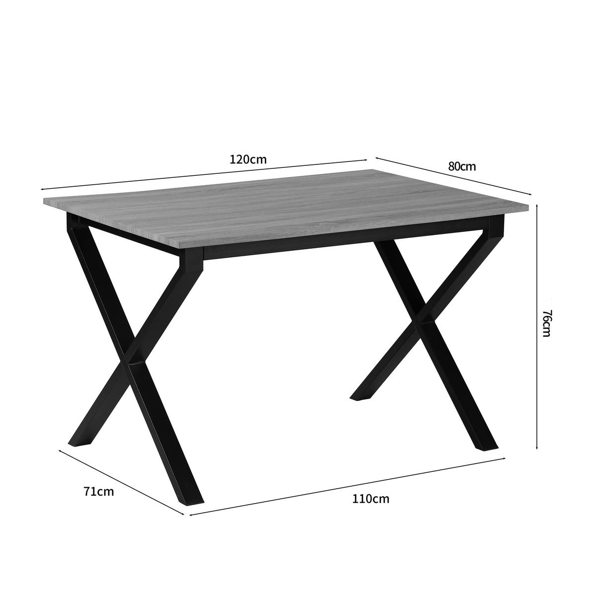 ESSTISCH 120/80/76 cm Nachbildung  Metall, Holzwerkstoff gastro- und objekttauglich rechteckig Eichefarben  - Eichefarben/Schwarz, MODERN, Holzwerkstoff/Metall (120/80/76cm) - MID.YOU