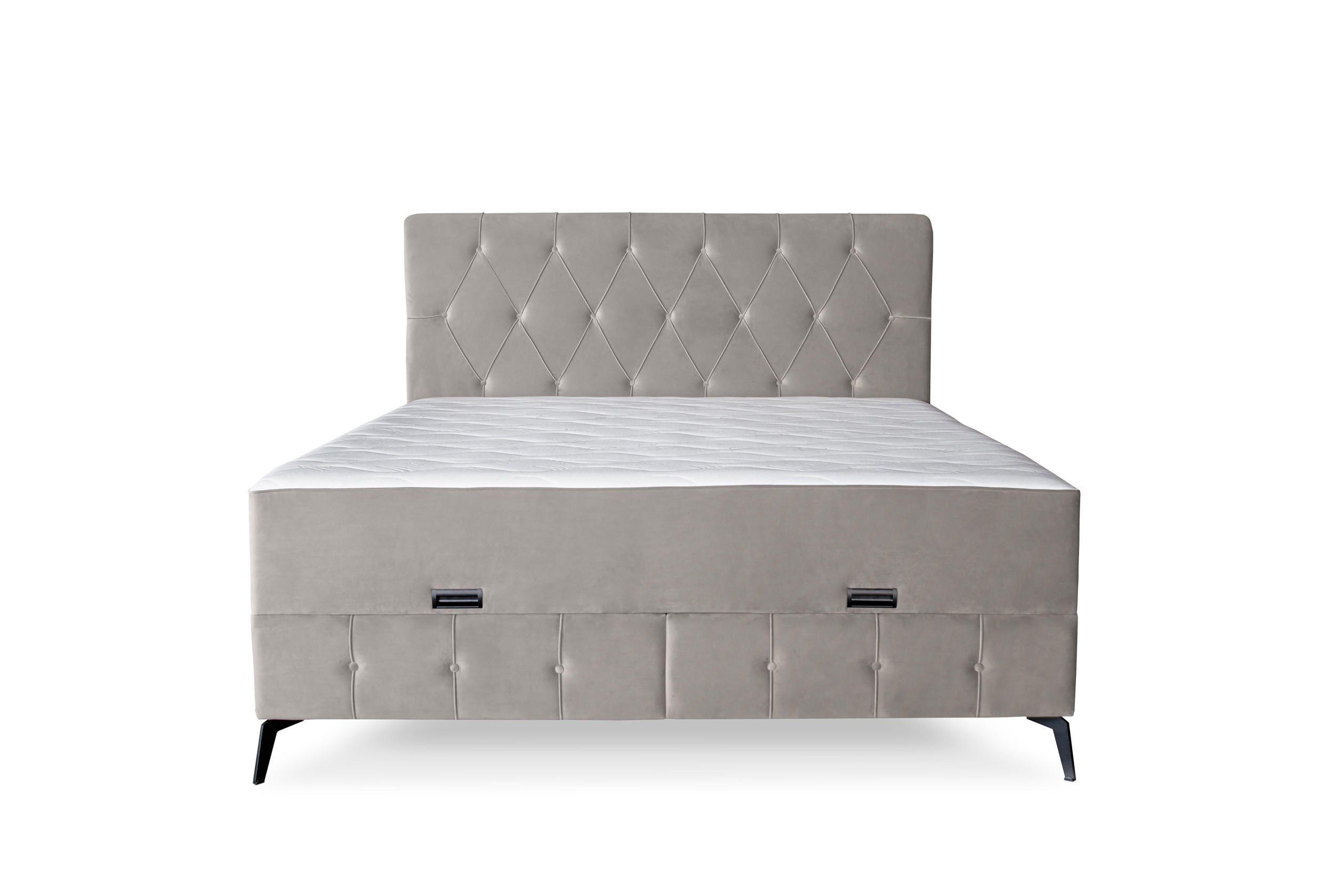 Pat Boxspring, 180/200 cm, bej - bej/negru, Basics, lemn/metal (180/200cm) - Hom`in