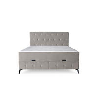 Pat Boxspring, 180/200 cm, bej - bej/negru, Basics, lemn/metal (180/200cm) - Hom`in