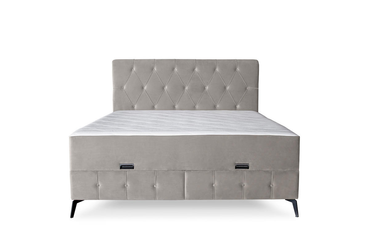 Pat Boxspring, 180/200 cm, bej - bej/negru, Basics, lemn/metal (180/200cm) - Hom`in