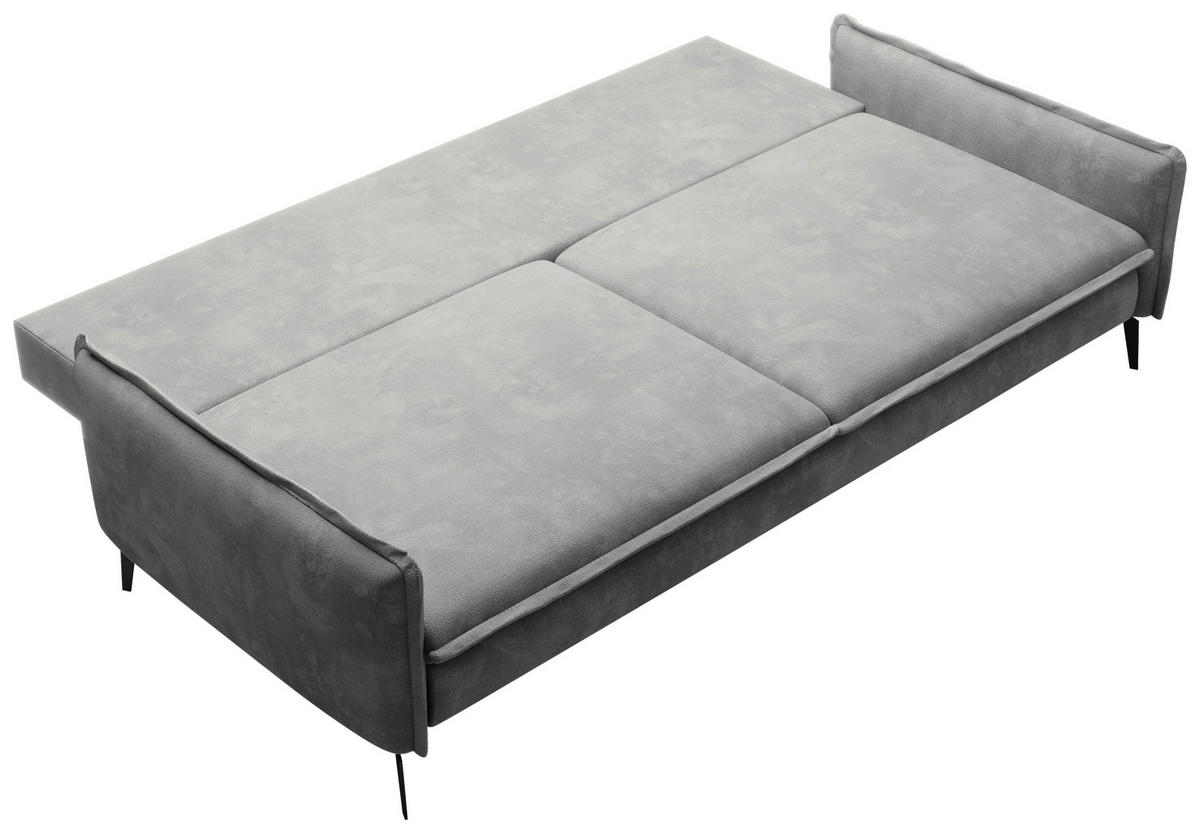 SCHLAFSOFA Chenille Grau, Hellgrau  - Hellgrau/Schwarz, KONVENTIONELL, Textil/Metall (223/89/107cm) - Carryhome