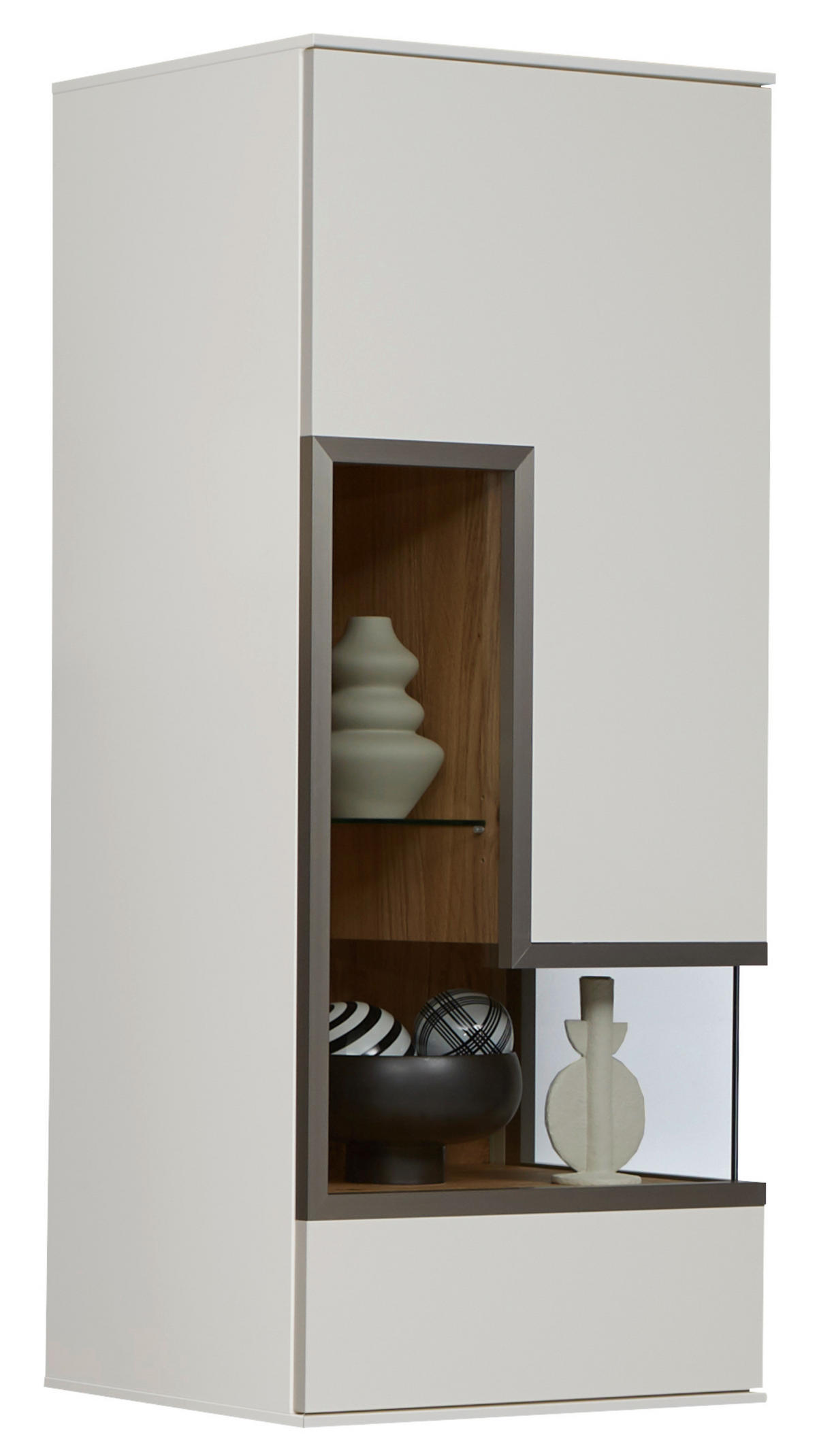 HÄNGEVITRINE  in furniert Balkeneiche Weiß, Eichefarben  - Eichefarben/Alufarben, Design, Glas/Holz (60,3/137,1/42,4cm) - Dieter Knoll