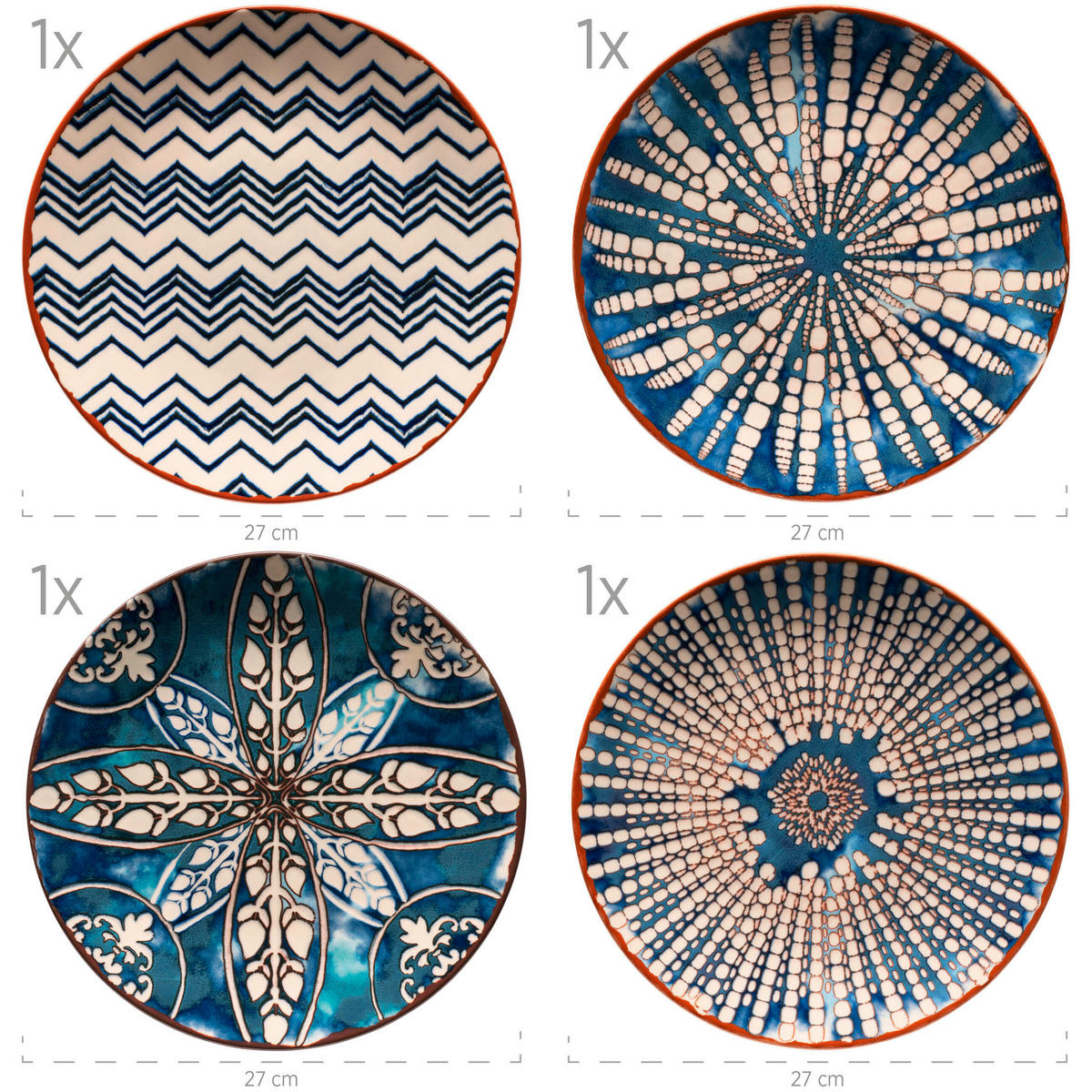 TAFELSERVICE Iberico Blue 12-teilig  - Blau/Weiss, Basics, Keramik (36,3/36,5/34,1cm) - Mäser