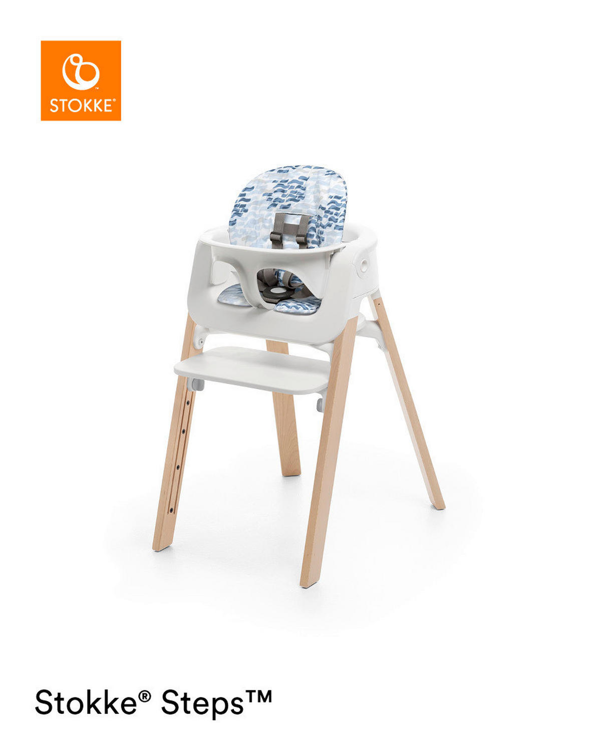 HOCHSTUHLEINLAGE Steps  - Blau/Weiß, Basics, Textil (18/28/5cm) - Stokke
