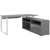 ECKSCHREIBTISCH 160/158/75 cm  in Weiß, Dunkelgrau  - Dunkelgrau/Weiß, Basics, Holzwerkstoff/Metall (160/158/75cm) - Novel