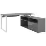 ECKSCHREIBTISCH 160/158/75 cm  in Weiß, Dunkelgrau  - Dunkelgrau/Weiß, Basics, Holzwerkstoff/Metall (160/158/75cm) - Novel