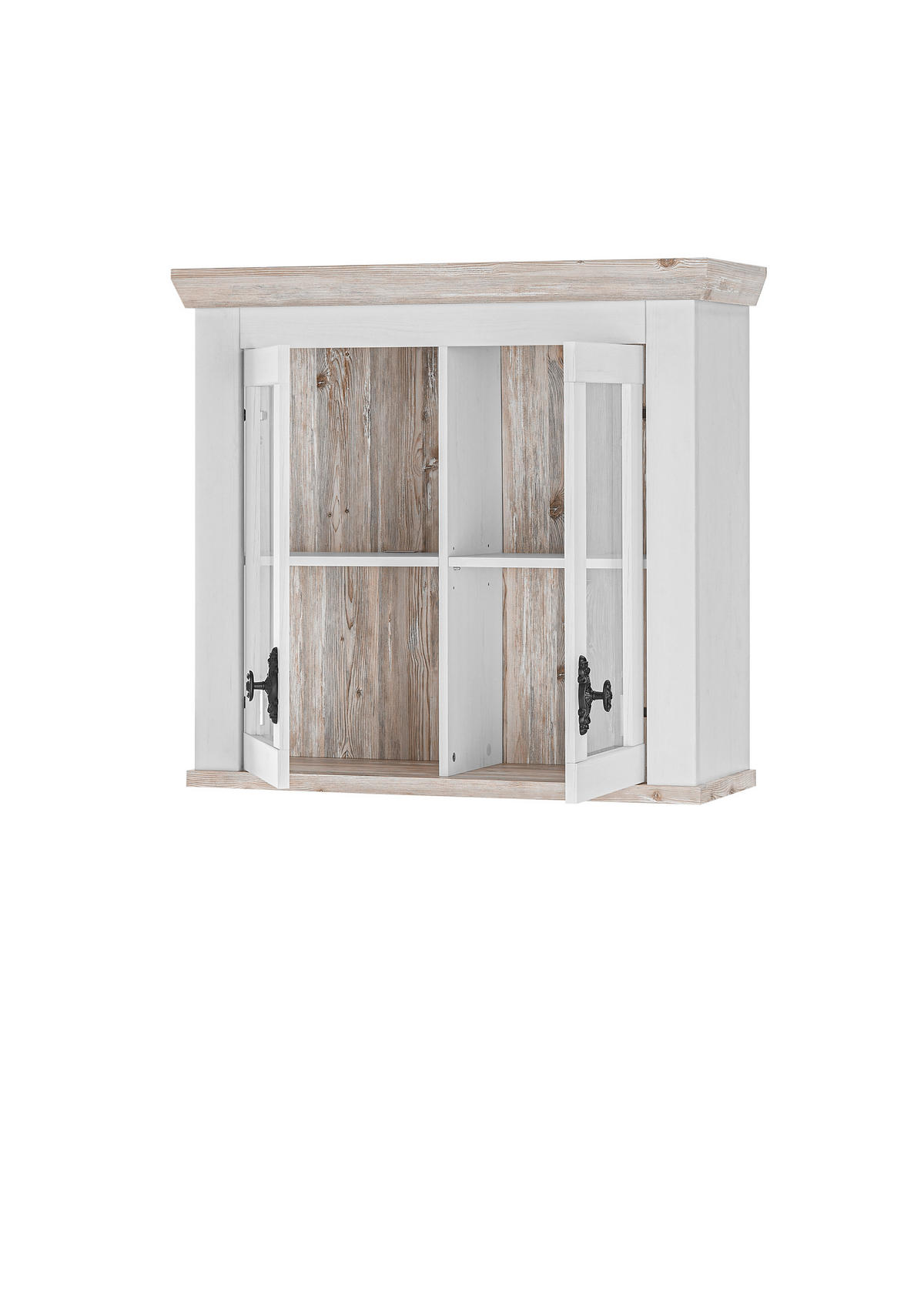 KÜCHENOBERSCHRANK 92/85/34 cm  in Weiß, Pinienfarben  - Schwarz/Weiß, Trend, Glas/Holzwerkstoff (92/85/34cm) - MID.YOU