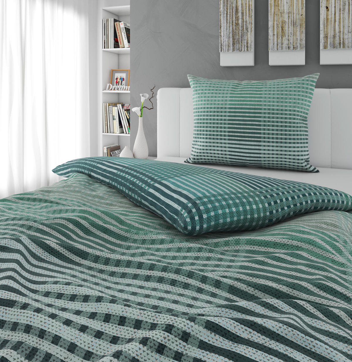 BETTWÄSCHE 2-teilig Flanell 140/200 cm  - Türkis, Textil (140/200cm) - Novel
