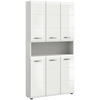 HOCHSCHRANK 90/185/30 cm  - Weiß Hochglanz/Silberfarben, MODERN, Holzwerkstoff/Kunststoff (90/185/30cm) - MID.YOU