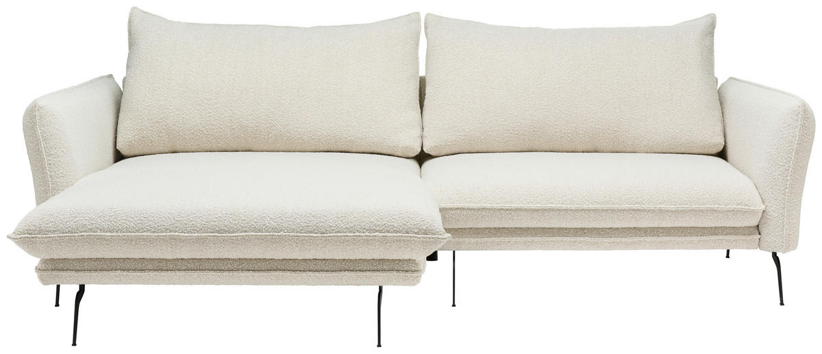 ECKSOFA Creme Bouclé  - Creme/Schwarz, Design, Textil/Metall (182/277cm) - Stylife