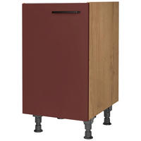 SPÜLENUNTERSCHRANK 45/87/56 cm  in Rot, Eichefarben  - Eichefarben/Rot, MODERN, Holzwerkstoff/Metall (45/87/56cm) - Nobilia