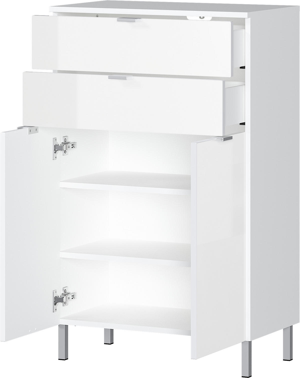 KOMMODE 60/97/34 cm  in Weiß  - Chromfarben/Weiß, KONVENTIONELL, Holzwerkstoff/Metall (60/97/34cm) - Germania