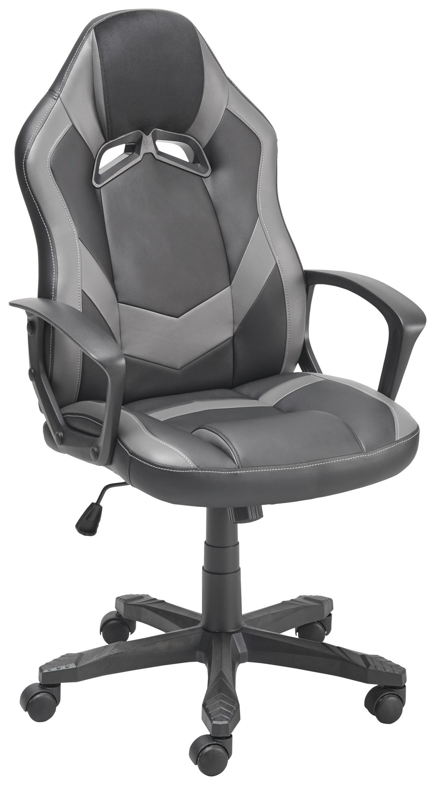 GAMINGSTUHL Grau, Schwarz Metall, Kunststoff, Textil   - Schwarz/Grau, LIFESTYLE, Kunststoff/Textil (60/107-117/69cm) - MID.YOU