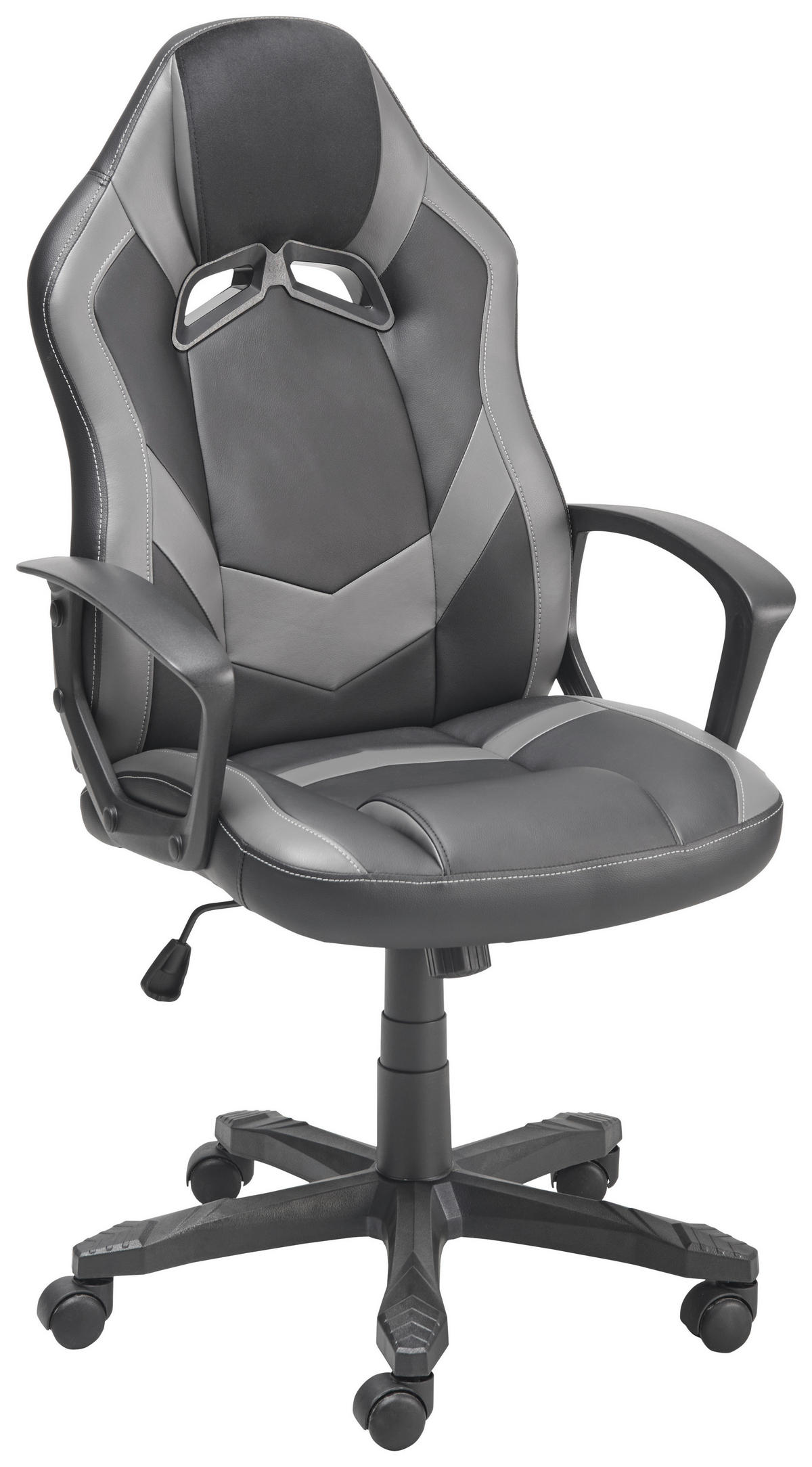 HERNÍ ŽIDLE, vzhled kůže, šedá, černá - šedá/černá, Lifestyle, kov/textil (60/107-117/69cm) - MID.YOU