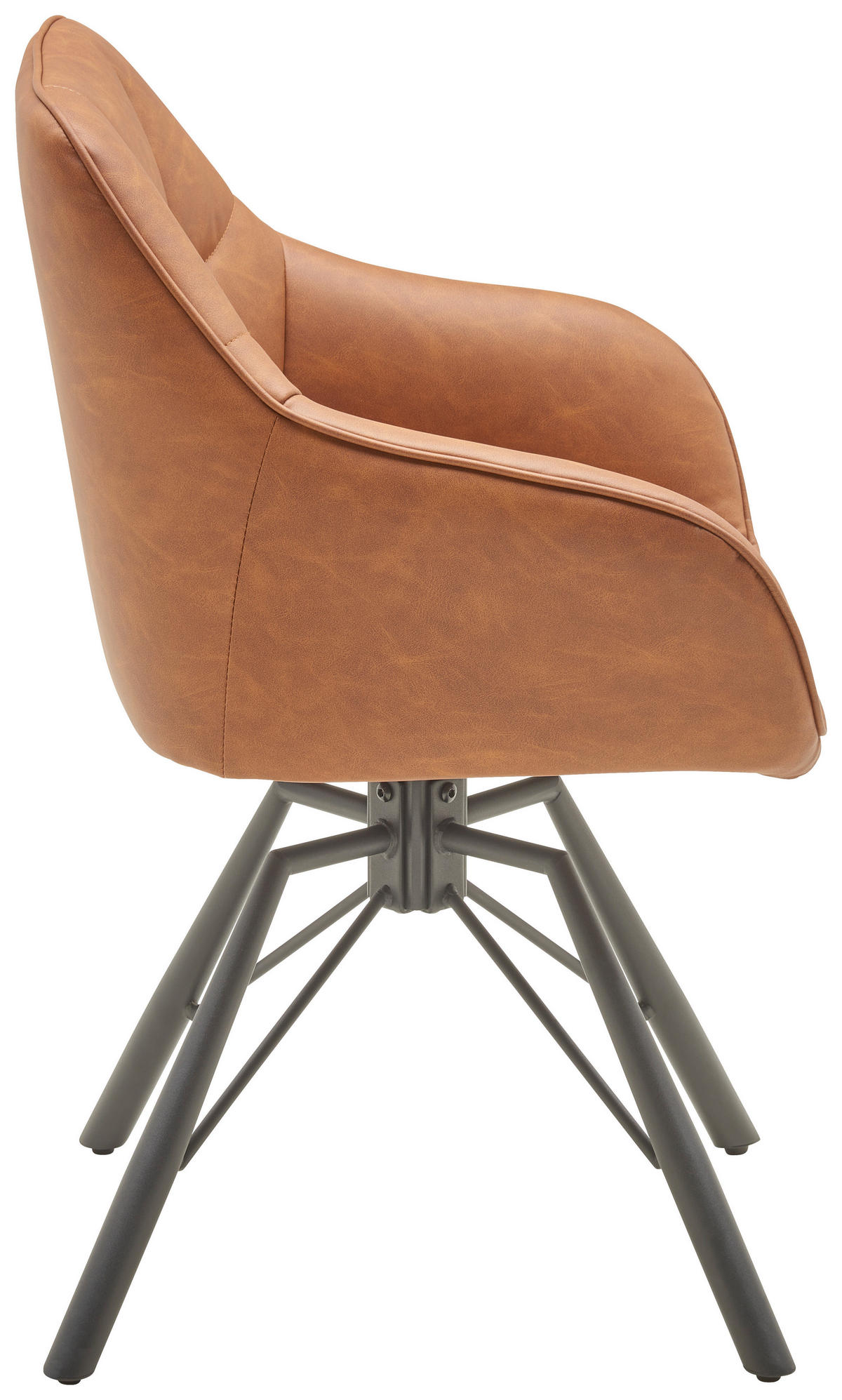 ARMLEHNSTUHL  in Eisen Lederlook  - Schwarz/Braun, Lifestyle, Textil/Metall (58.5/82.5/54.5cm) - MID.YOU