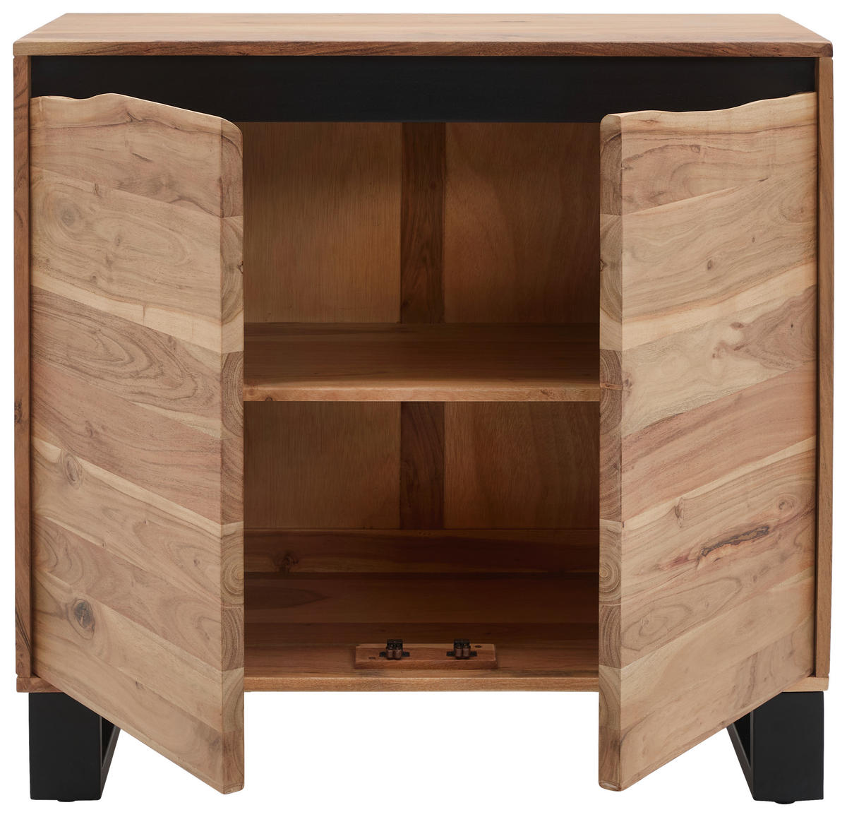 ŠIROKÁ KOMODA, akácia, čierna, farba akácie, 85/80/40 cm - čierna/farba akácie, Design, kov/drevo (85/80/40cm) - Livetastic