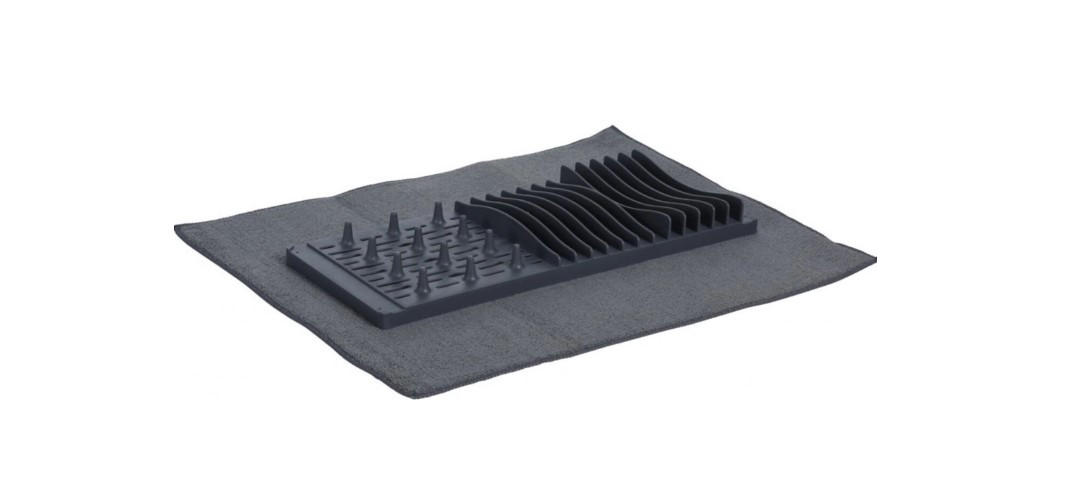 DISKSVAMPHÅLLARE - mörkgrå, Basics, textil/plast (40/4/16cm)