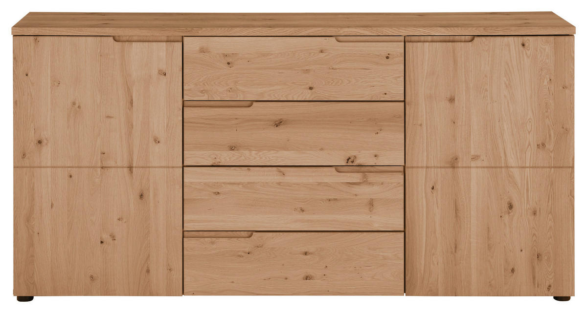 TÁLALÓSZEKRÉNY 165/80/40 cm  - tölgyfa színű/ezüstszínű, Design, műanyag/faalapú anyag (165/80/40cm) - Linea Natura