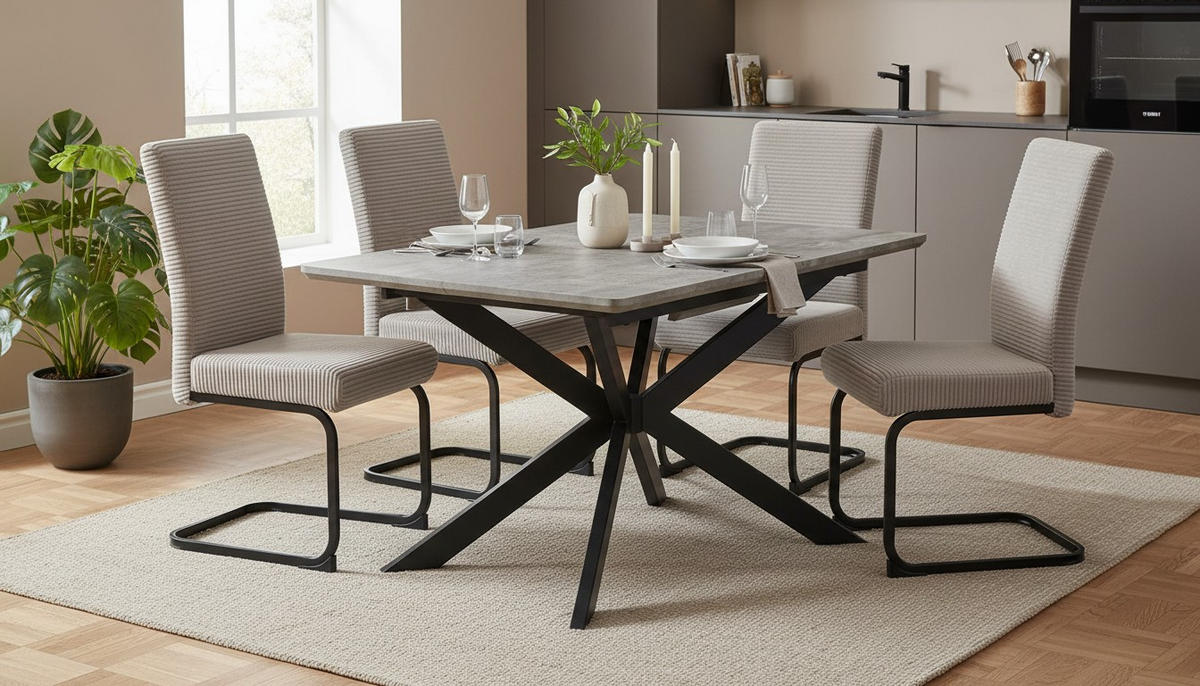 STOL ZA BLAGOVAONICU  siva  metal, drvni materijal      - siva/crna, Konvencionalno, drvni materijal/metal (160-200/90/76cm) - P & B