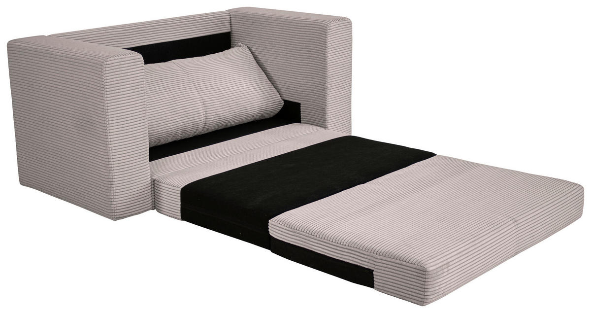 JUGEND- UND KINDERSOFA Cord Hellgrau  - Hellgrau/Schwarz, KONVENTIONELL, Textil (136/78/72cm) - Xora