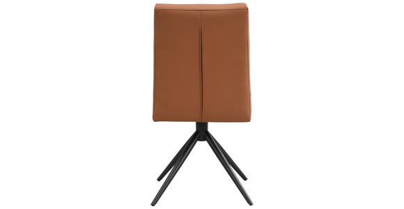 STUHL Echtleder Schwarz, Cognac  - Cognac/Schwarz, Trend, Leder/Metall (47/89/62cm) - Novel