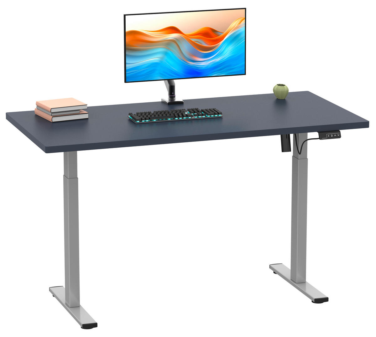 SCHREIBTISCH  in Anthrazit, Silberfarben  - Anthrazit/Silberfarben, Design, Holzwerkstoff/Metall (140/71/80cm) - MID.YOU