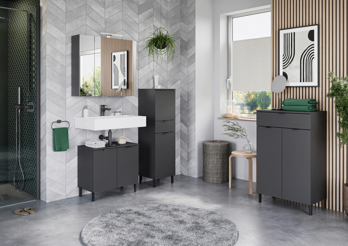 UNTERSCHRANK 60/97/34 cm   - Graphitfarben/Schwarz, MODERN, Holzwerkstoff/Metall (60/97/34cm) - Germania