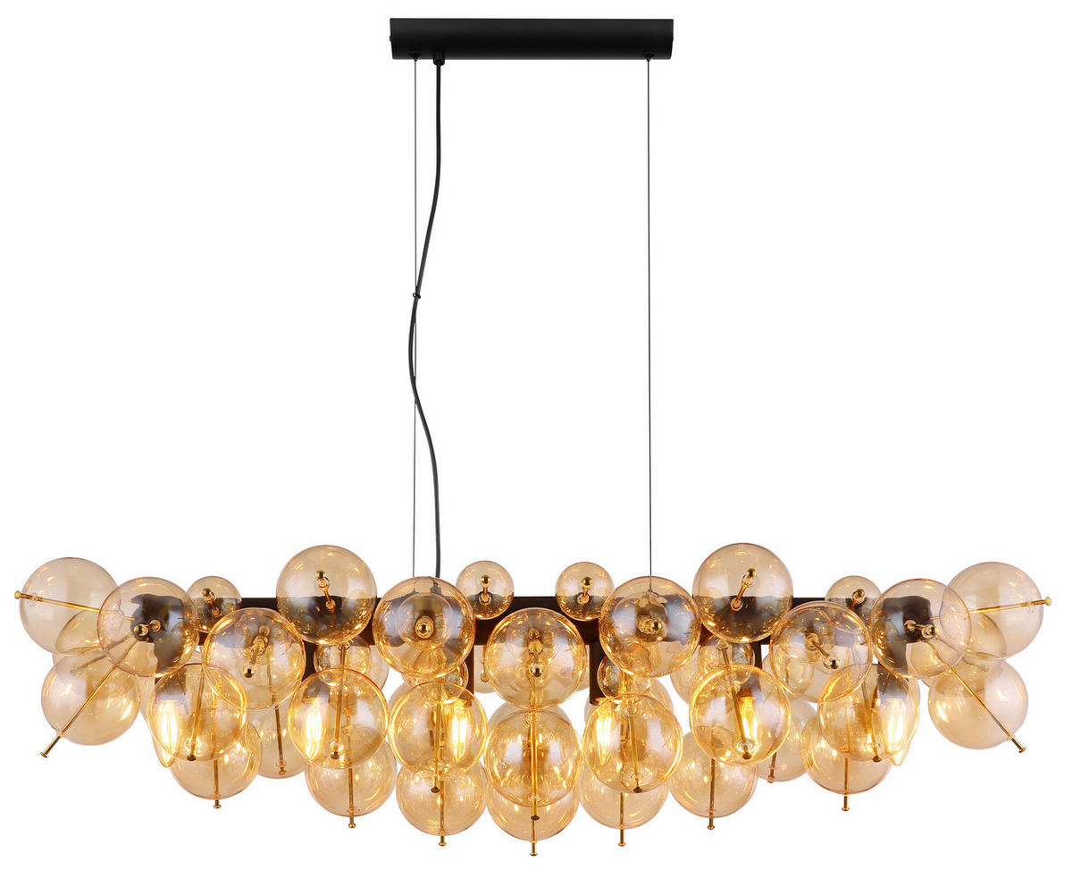 HÄNGELEUCHTE 103/47/120 cm    - Goldfarben/Schwarz, Design, Glas/Metall (103/47/120cm) - Globo