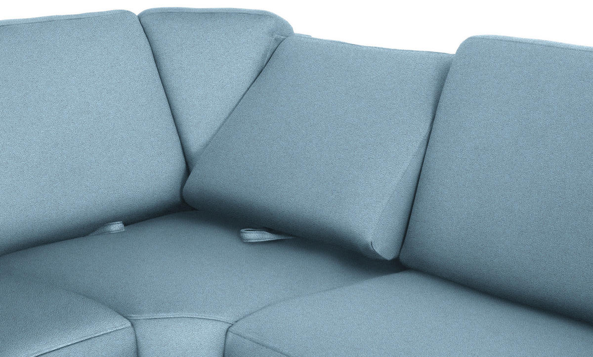 WOHNLANDSCHAFT Hellblau Flachgewebe  - Chromfarben/Hellblau, KONVENTIONELL, Textil/Metall (163/330/240cm) - Beldomo System