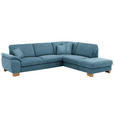 ECKSOFA in Mikrofaser Blau  - Wildeiche/Blau, Natur, Holz/Textil (286/236cm) - Voleo