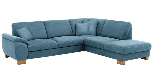 ECKSOFA in Mikrofaser Blau  - Wildeiche/Blau, Natur, Holz/Textil (286/236cm) - Voleo