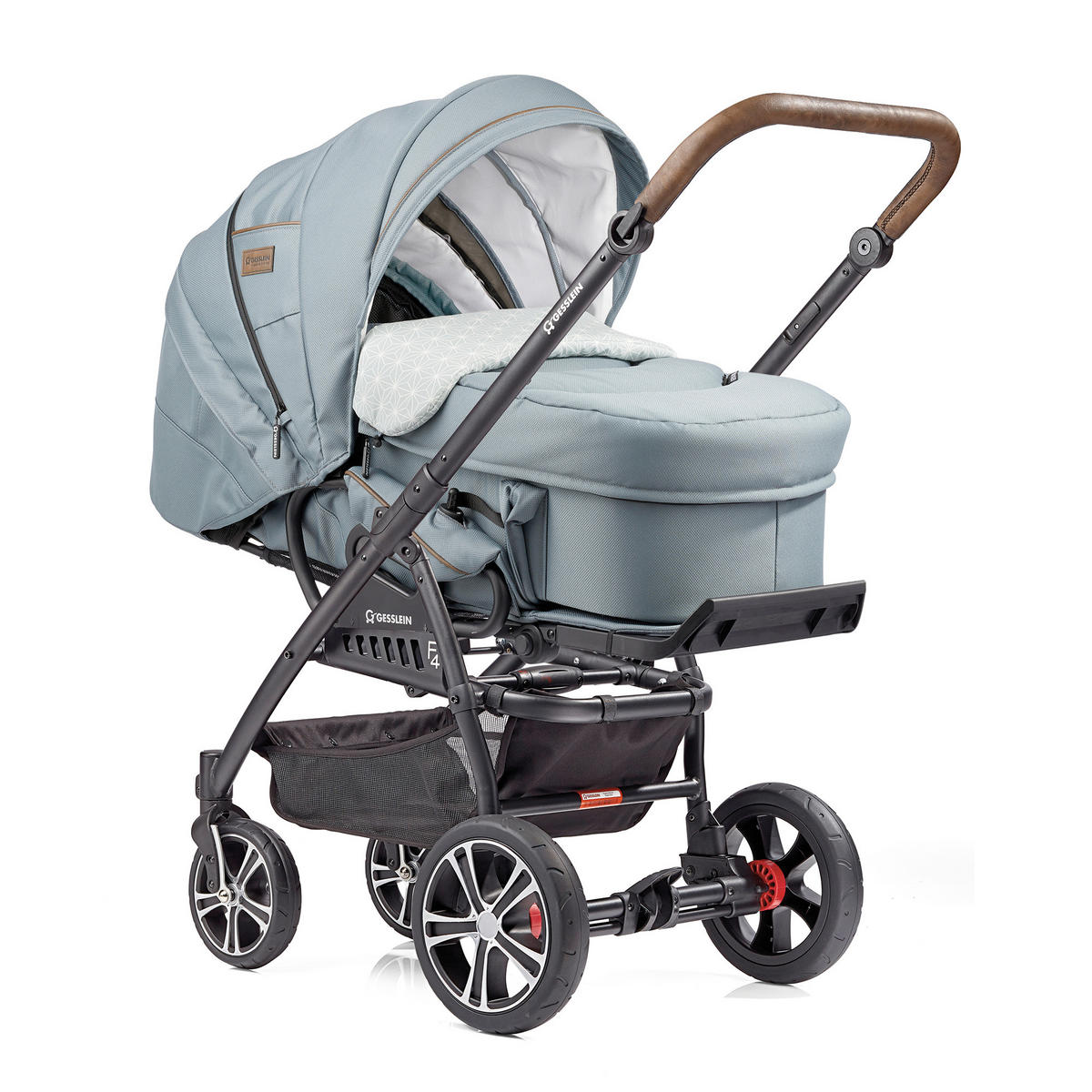 KINDERWAGENSET F4 Air+  - Petrol/Schwarz, Basics, Textil/Metall (57/129/100cm) - Gesslein