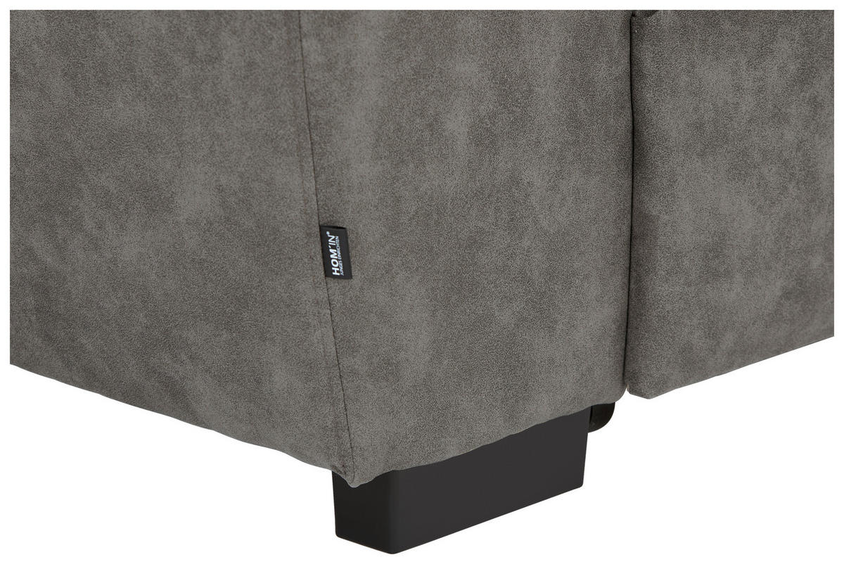 ECKSOFA in Lederlook Grau  - Schwarz/Grau, Design, Kunststoff/Textil (263/230cm) - Hom`in