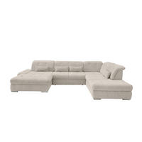 WOHNLANDSCHAFT in Chenille Beige  - Chromfarben/Beige, Design, Textil/Metall (195/376/254cm) - Livetastic